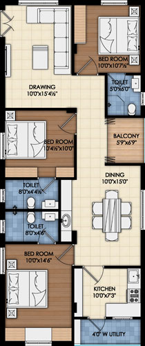 3BHK 1420 SFT West Face