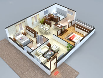 2BHK West Face (1280 SFT)